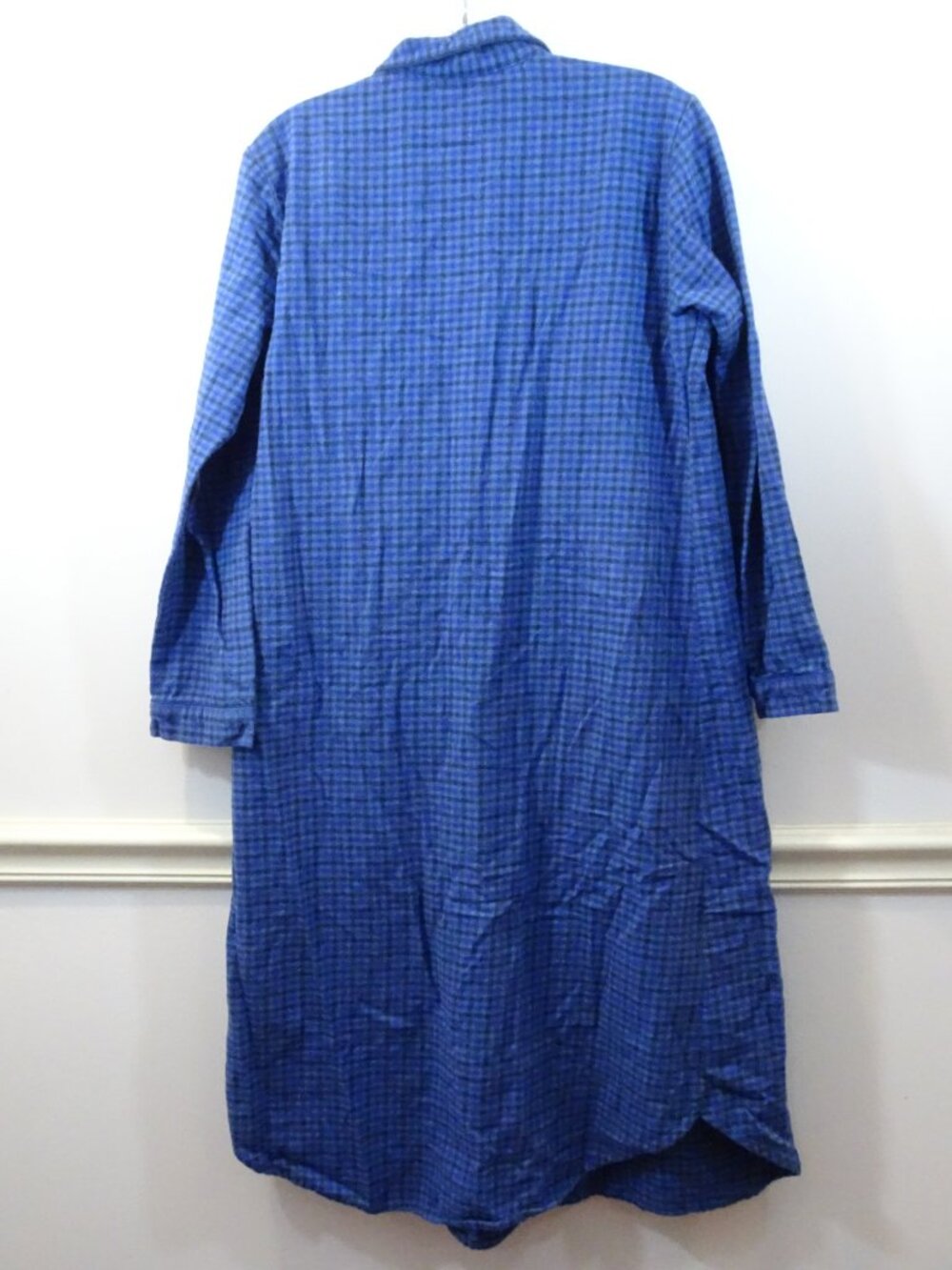 Bonsoir Plaid Blue Flannel Nightgown Women's Size S Cotton Long Sleeve Cozy - Picture 7 of 7